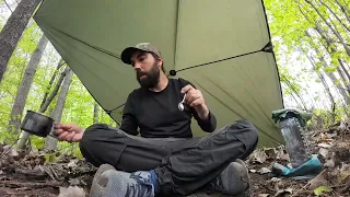 Oatmeal Under a Tarp in the Woods - Bushcraft Essentials Bushbox LF