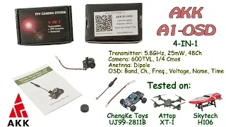 AKK A1-OSD (4-IN-1) 5.8Ghz, 48Ch, 25mW - VTX, 600TVL, 1/4 Cmos - Camera, Dipole Antenna, OSD