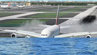 Emirates Airlines A380 Runway Overrun Emergency Landing, Airplane Crashes