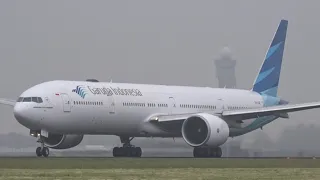 Massive Planes Roaring for Take Off at Amsterdam Schiphol Airport, A350, B747, A330, B777, B767,B787