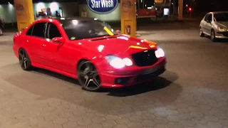 Mercedes benz e55 w211 amg v8 kompressor exhoust sound red amg