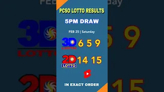 5PM Lotto Result Today Swertres Ez2 Feb 25, 2023 #shorts