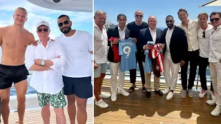 Man City star Erling Haaland relaxes on a yacht before having lunch with Prince Albert in Monaco