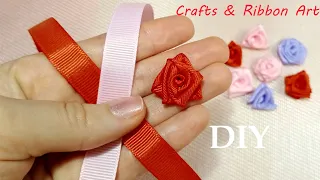 DIY Ribbon Roses 🌹 Amazing Ribbon Flower Work - Easy Flower Making   Ribbon Tricks - Sewing Hacks #2