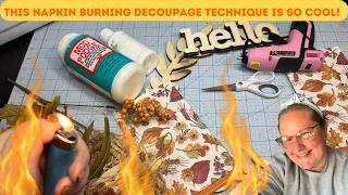 This DIY Dollar Tree Napkin Burning Decoupage Technique is So Cool!