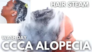 CCCA Alopecia Hair & Scalp Care | Hair Steam & Wash Day #alopecia