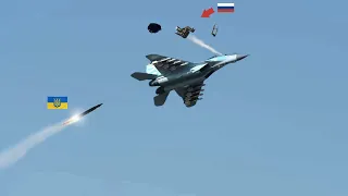 Scary moment! A Russian MiG-35 fighter pilot tried to eject from a Ukrainian missile but fail.