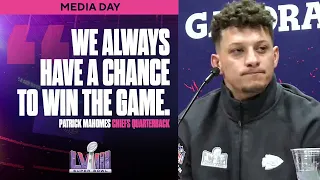 Patrick Mahomes Says He "Never Feels Like An UNDERDOG" I Super Bowl Media Day I CBS Sports