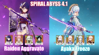 C0 Raiden Aggravate & C0 Ayaka Freeze | Spiral Abyss 4.1 | Genshin Impact