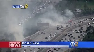 Fire Crews Respond To Spot Fires Along 118 Freeway In Pacoima