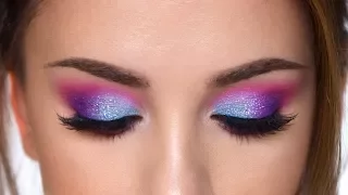 Colorful Glitter Smokey Eye Makeup Tutorial | Purple , Teal and Pink
