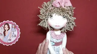 Muñeca de tela completa fácil articulada Marina Pololo y vestido Patrones Gratis