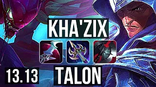 KHA'ZIX vs TALON (JNG) | 13/0/6, 1900+ games, 2.0M mastery, Legendary | NA Master | 13.13