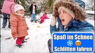 1. Schnee ❄️😍 Mit Baby Schlitten fahren & Schneeball Schlacht & Heiße Schokolade! Mamiseelen