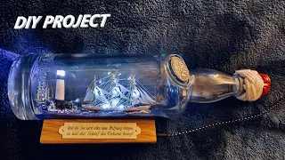 Ship in a bottle with LED Lighthouse homemade DIY selfmade - Glenlivet 21 Diorama