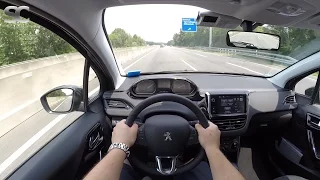 Peugeot 208 1.2 (2016) on German Autobahn - POV Top Speed Drive