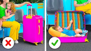 TRAVELING WITH KIDS IS FUN!✈️👨‍👩‍👧🤩 Cheap And Easy Hacks And Gadgets For CLEVER PARENTS