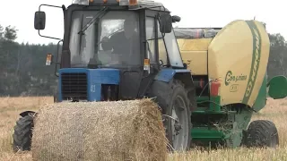 тюкование соломы от рапса. Вместе с ЗАЙЦАМ