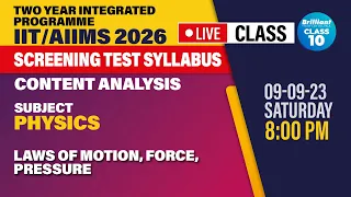 LAWS OF MOTION, FORCE, PRESSURE  | LIVE | PHYSICS | 09/09/2023 | 08:00 PM