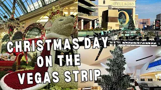 Christmas Morning 2023 Walk on The Las Vegas Strip Aria Hotel, Bellagio Conservatory & More