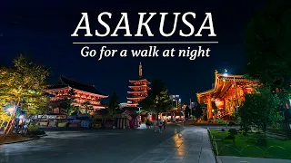 [Tokyo][4K] Walking around Asakusa Temple at night.