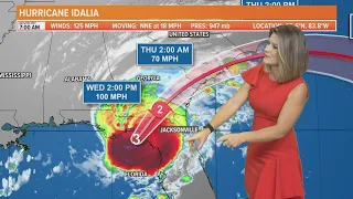 Hurricane Idalia now a category 3 storm, will make landfall in Florida around 7:30 a.m. Wednesday