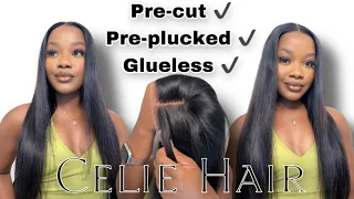 It’s Glueless❗️Pre-cut and Pre-Plucked Glueless Lace Front Wig Ft Celie Hair