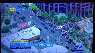 Hundreds of Armenian protestors outside Azerbaijani Consulate in West Los Angeles