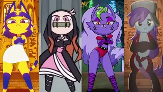 Ankha VS Nezuko VS Roxy VS My little Pony meme animation dance