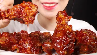 ASMR Sweet and Spicy Korean Fried Chicken | Yangnyeom Chicken | Eating Sounds Mukbang