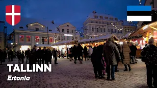 Tallinn, Estonia. A walk at the Christmas market. 4K