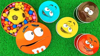 Color Satisfying Video | Magic Candy M&M's Container Full of Sweets with PlayDoh & Soccer Balls ASMR