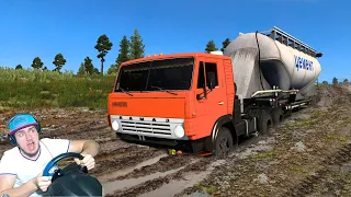 РАЗМЫЛО ДОРОГУ- КАМАЗ НА БЕЗДОРОЖЬЕ - СУРОВАЯ РОССИЯ в ETS2