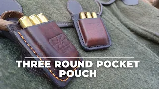 How I make a leather pocket pouch to hold three rounds.