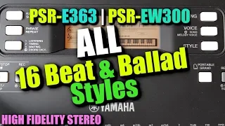 Yamaha PSR E363 | 16 Beat and Ballad Styles Demo & Review (Yamaha PSR EW300)