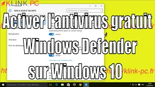 How to activate Windows Defender free antivirus on Windows 10