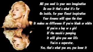 Madonna - Vogue Karaoke / Instrumental with lyrics on screen