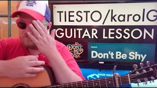 How To Play Don't Be Shy Guitar Tiesto Karol G // easy guitar tutorial beginner lesson chords