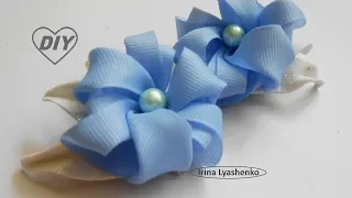 Резинки для волос. Цветы из репсовой ленты МК/Flower on gum DIY/PAP #228