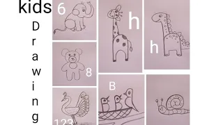 How to draw birds and animal drawing in letters and numbers easy steps for kids