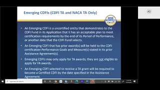 FY 2021 CDFI Program and NACA Program TA Application Workshop Recording