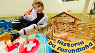 conheça fazendinha de brinquedo | historinha infantil dos animais | vaca cavalo boi | toy farm cow