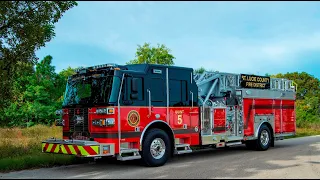 SFEV - St. Lucie County Fire District's new Sutphen SL75 Aerial Ladder (HS7730) - walk around video