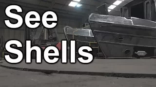 123. Narrowboat construction: shell (hull) steelwork, filmed at Aintree Boats