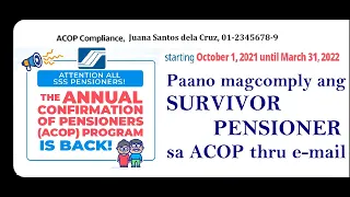 SSS ACOP Updated Oct 2021 to March 2022 | Annual Confirmation of Pensioners | Survivor Pensioner