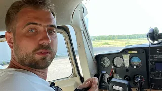 Первый опыт запуска двигателя на самолете, руления и подготовка к взлету на Cessna 150.