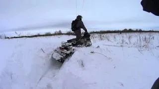 Покатушки на снегоходах. Откапал траншею.