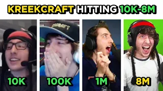 @KreekCraft Hitting 10K, 50K, 100K, 500K, 1M, 2M, 3M, 4M, 5M, 6M, 7M and 8M Subscribers!!