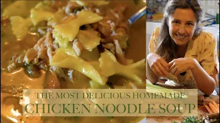 THE MOST DELICIOUS CHICKEN NOODLE SOUP (Homemade Stock & Pasta Cooked in a Farmhouse in Italy)