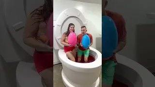 Surprise Egg PARTY Game CHALLENGE in Worlds Largest Toilet Red Pool with HUGE PRIZE #shorts
